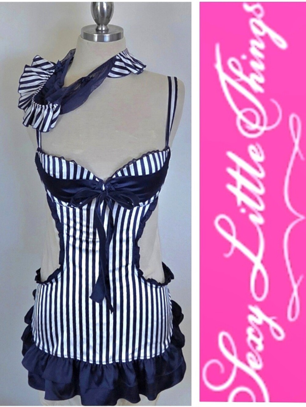 Victoria's Secret VTG Sexy Little Things Sailor Nautical Apron Lingerie Set NWT